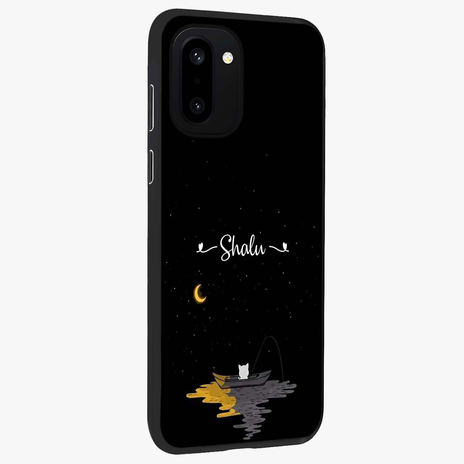 Silent Night Row Glass Case for 1+15R side perspective highlighting moody textures and premium edges