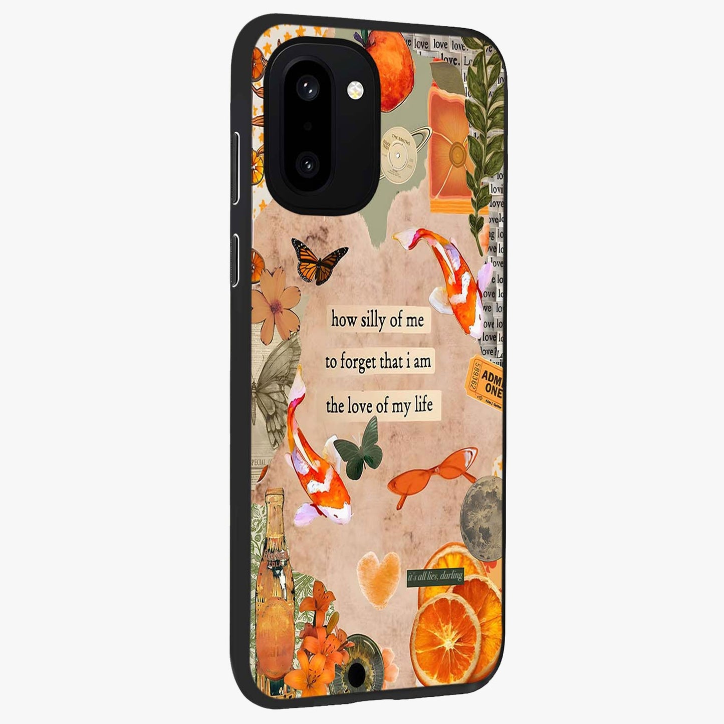 Soft Chaos Aesthetic Glass Case for 1+15R side perspective highlighting fluid textures and premium edges