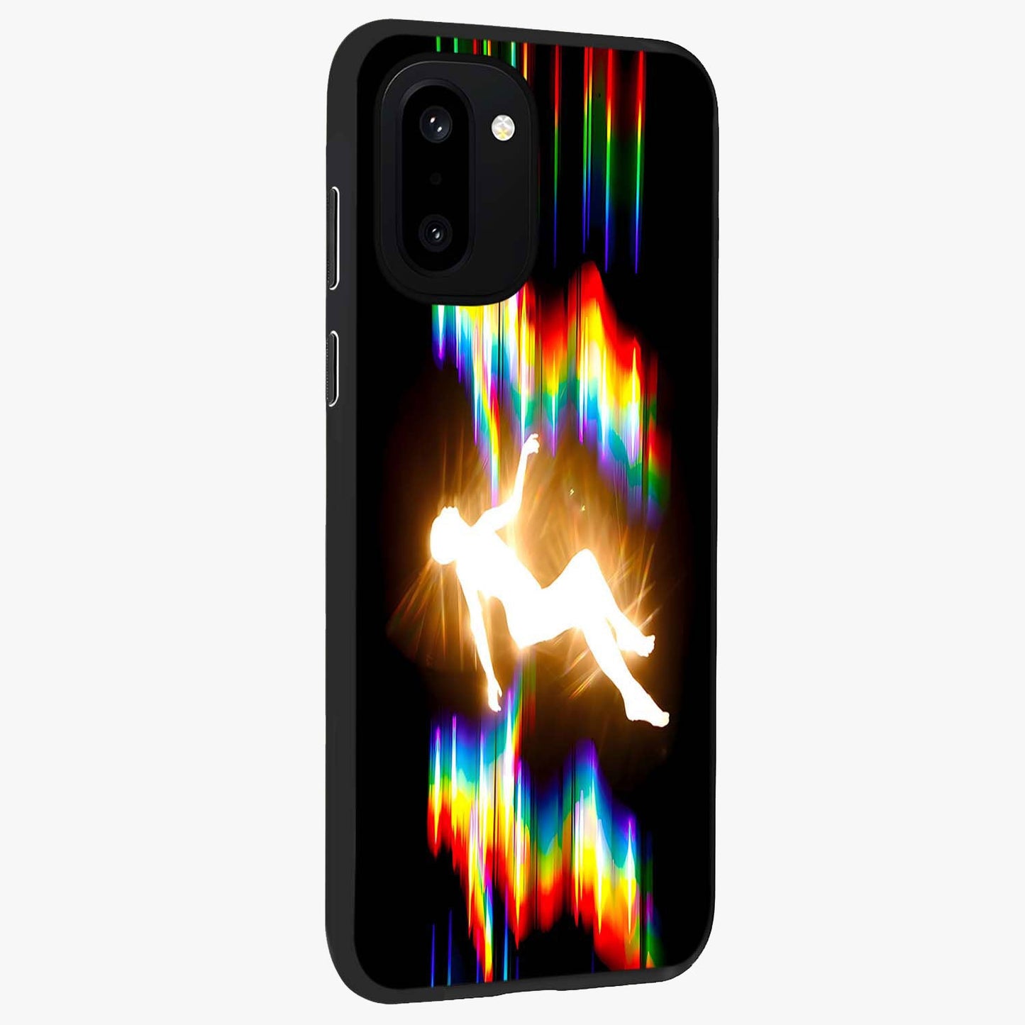 Soul in Spectrum Glass Case for 1+15R side perspective highlighting bold textures and smooth premium build