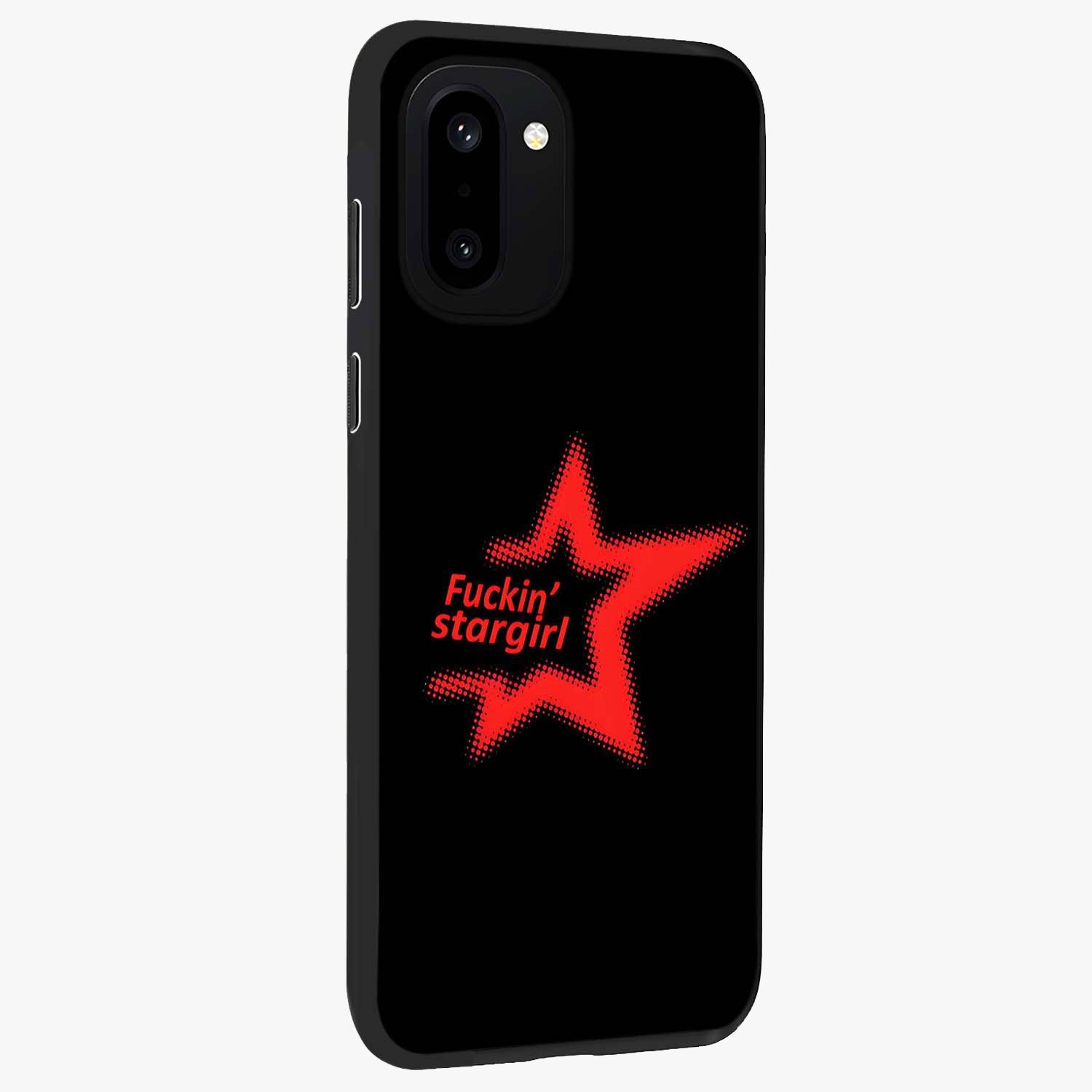 Starboy and Stargirl Energy Glass Case for 1+15R side perspective highlighting dynamic illustration textures and premium edges