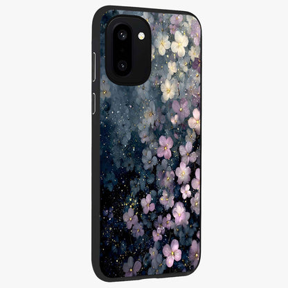 Starlit Blossom Dreams Glass Case for 1+15R side perspective highlighting delicate bloom textures and smooth build