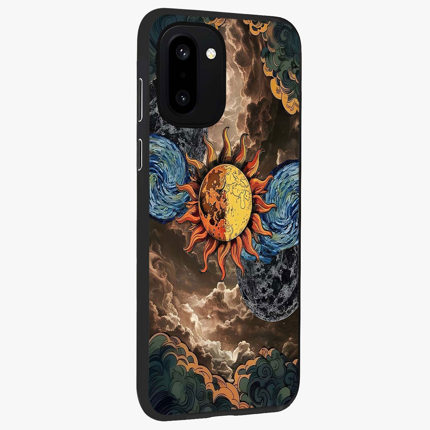 Sun Kissed Valley Glass Case for 1+15R side perspective highlighting serene terrain textures and premium edges
