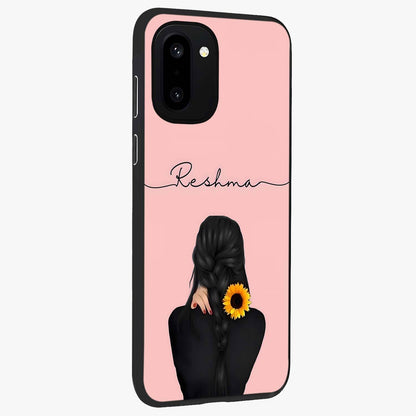 Sun Moon Flowers Glass Case for 1+15R side perspective highlighting delicate bloom textures and sleek premium build