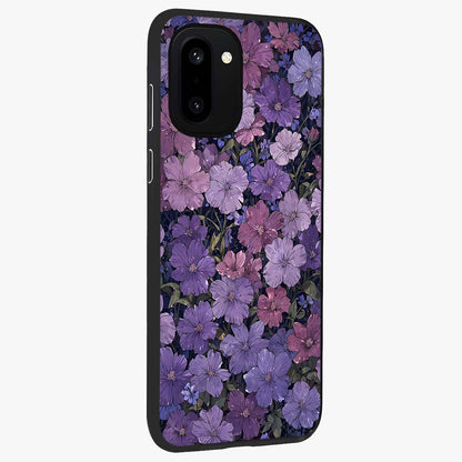 Velvet Bloom Tapestry Glass Case for 1+15R side perspective highlighting intricate bloom textures and premium edges