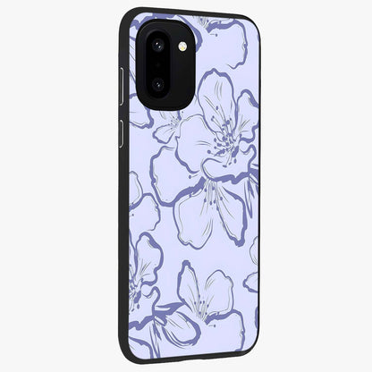 Violet Sketch Garden Glass Case for 1+15R side perspective highlighting refined bloom textures and premium edges
