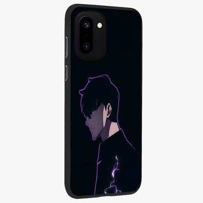 Void Lightning Phantom Glass Case for 1+15R side perspective highlighting sharp energy textures and premium edges