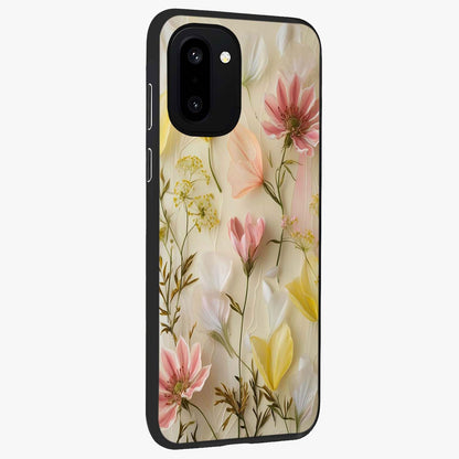 Whispering Petal Harmony Glass Case for 1+15R side perspective highlighting refined textures and premium edges