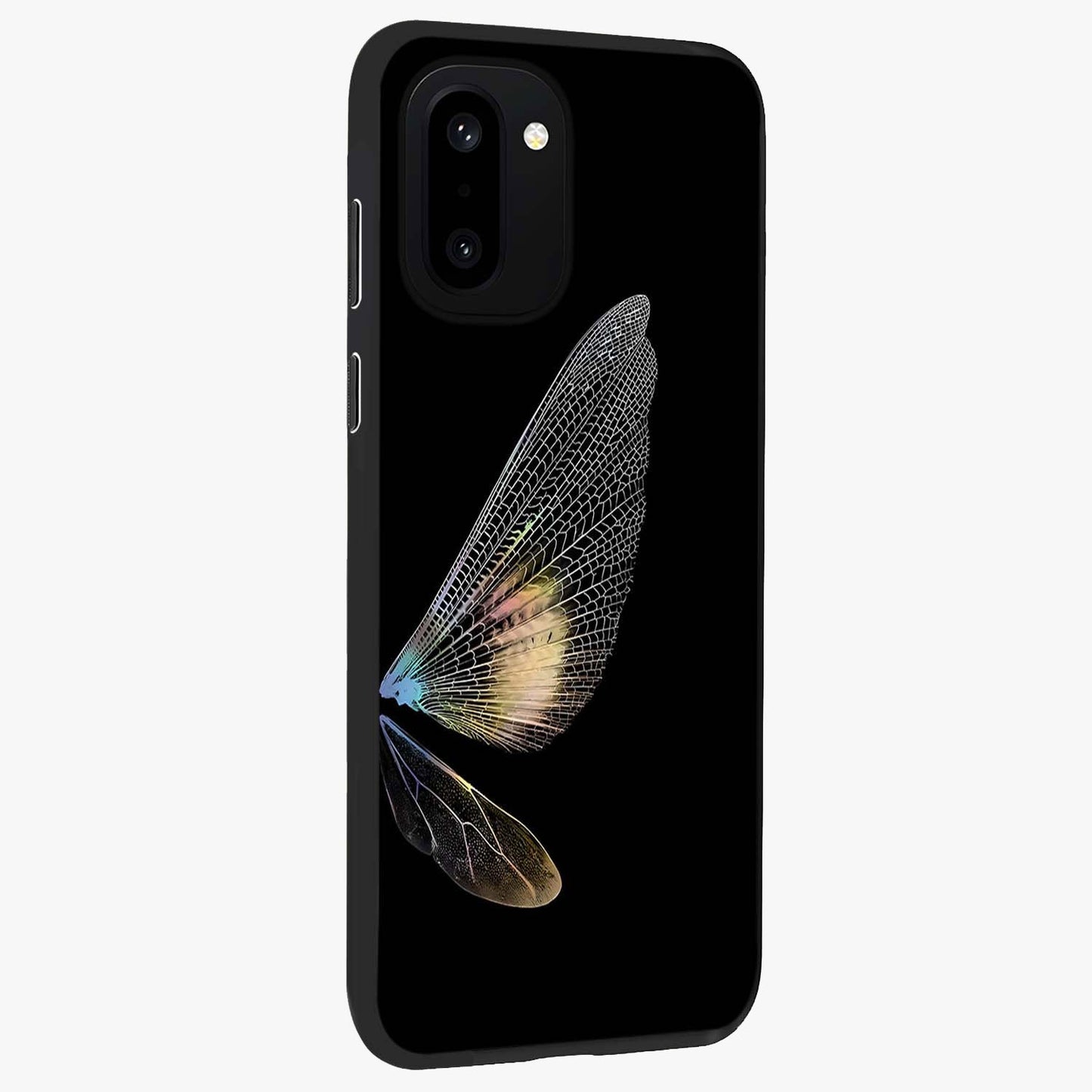 Whispers of Wings Glass Case for 1+15R side perspective highlighting light airy textures and premium edges