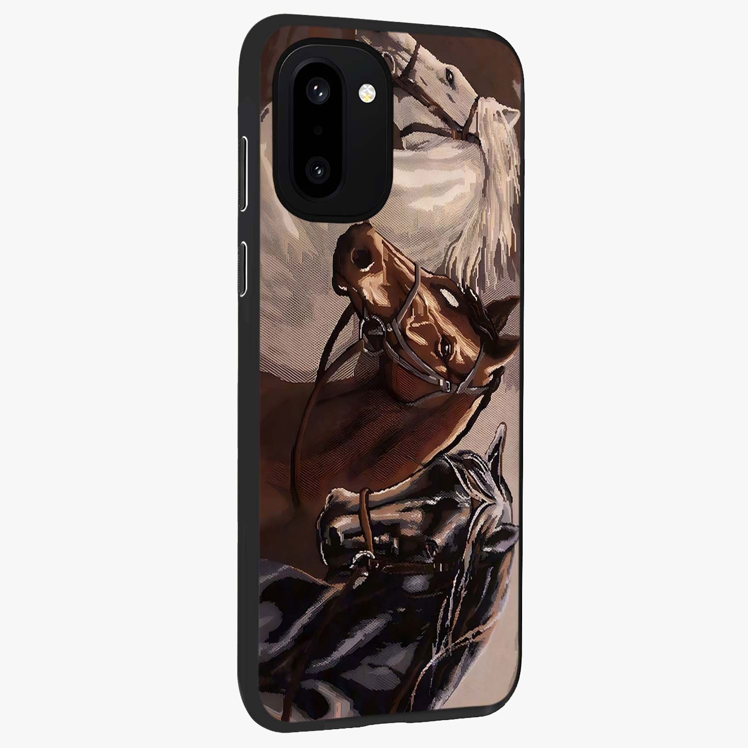 Wild Trio Gallop Glass Case for 1+15R side perspective highlighting strong motion textures and premium edges