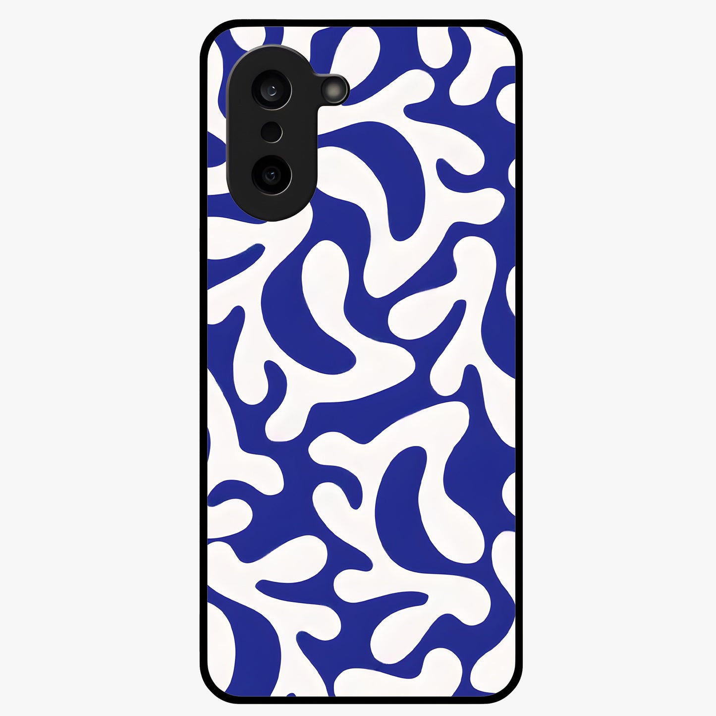 Abstract Coral Waves Glass Case for 1+Nord Ce 5 front view featuring flowing ocean inspired coral wave artwork