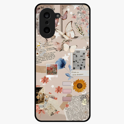 Aesthetic Butterfly Glass Case for 1+Nord Ce 5 front view featuring elegant butterfly artwork with soft aesthetic tones