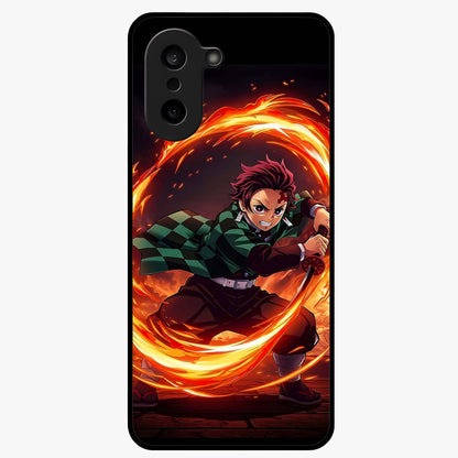 Blazing Sword Resolve Glass Case for 1+Nord CE 5 showing full back design in clean flat view with blazing sword artwork and glossy glass finish.
