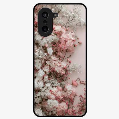 Blush Blossom Cloud Glass Case for 1+Nord CE 5 dreamy front view featuring soft blossom artwork with cloud inspired tones