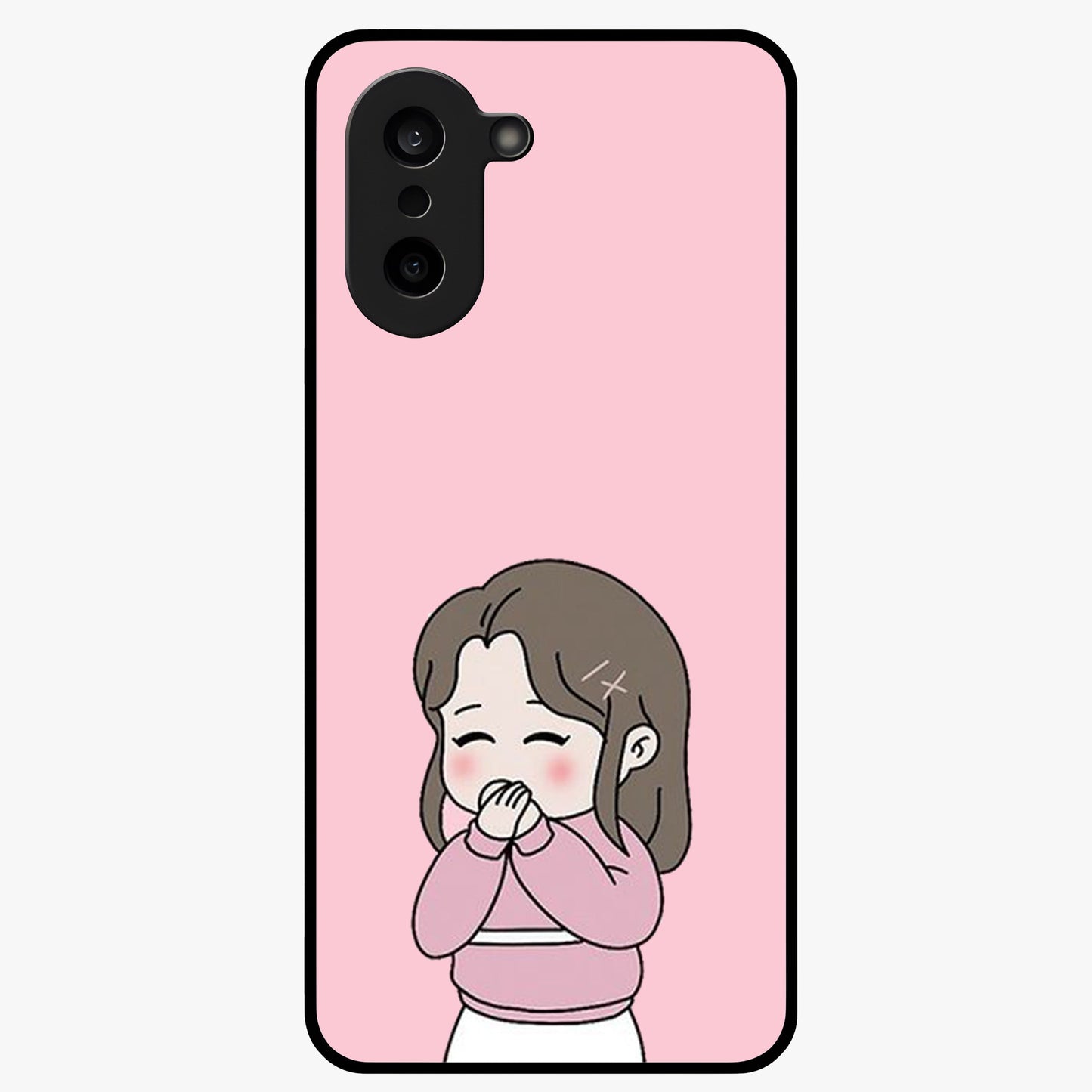 Blushing Love Moment Glass Case for 1+Nord CE 5 romantic front view featuring soft blush love themed artwork