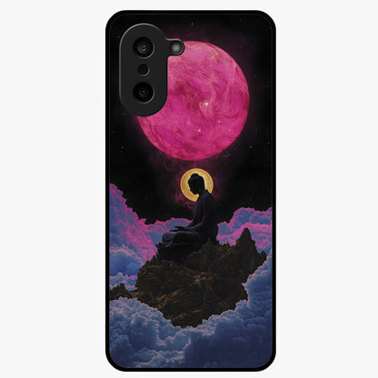 Buddha and Planets Glass Case for 1+Nord CE 5 serene front view featuring Buddha artwork with cosmic planetary background
