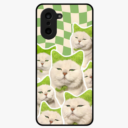 Cats Ethereal Bloom Glass Case for 1+Nord CE 5 artistic front view featuring cat illustration with soft floral bloom accents