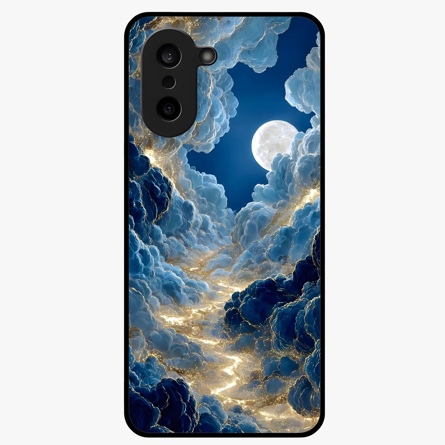 Celestial Cloud Path Glass Case for 1+Nord CE 5 serene front view featuring dreamy cloud pathway artwork
