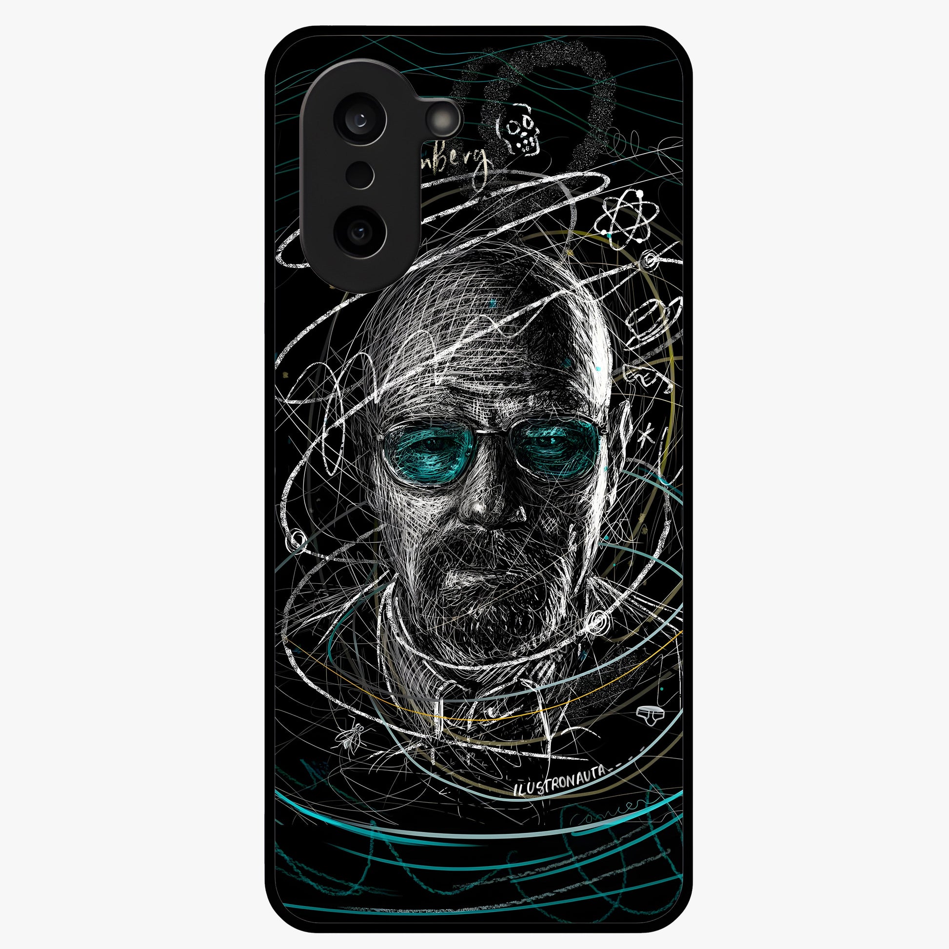 Chaotic Mind Genius Glass Case for 1+Nord CE 5 bold front view featuring expressive abstract typography artwork