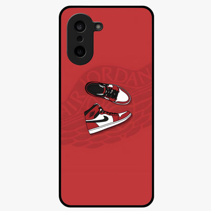 Classic Sneaker Float Glass Case for 1+Nord CE 5 showing full back design in clean flat view with floating sneaker artwork and glossy glass finish.