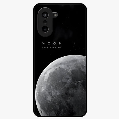 Cosmic Moon Glow Glass Case for 1+Nord CE 5 serene front view featuring glowing moon artwork with celestial tones