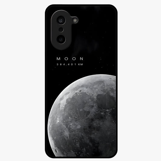 Cosmic Moon Glow Glass Case for 1+Nord CE 5 serene front view featuring glowing moon artwork with celestial tones
