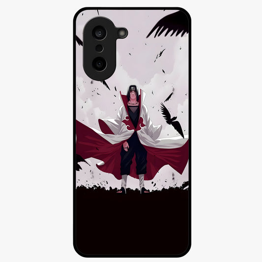 Crimson Crow Ascension Glass Case for 1+Nord CE 5 powerful front view featuring crow artwork with dark crimson background