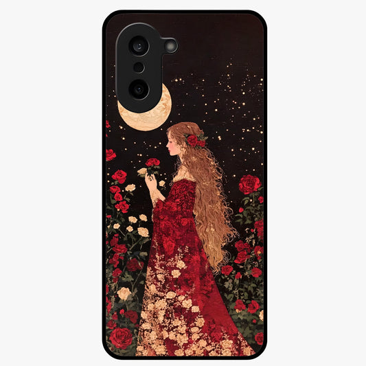 Crimson Dreams Glass Case for 1+Nord CE 5 elegant front view featuring rich red artistic artwork