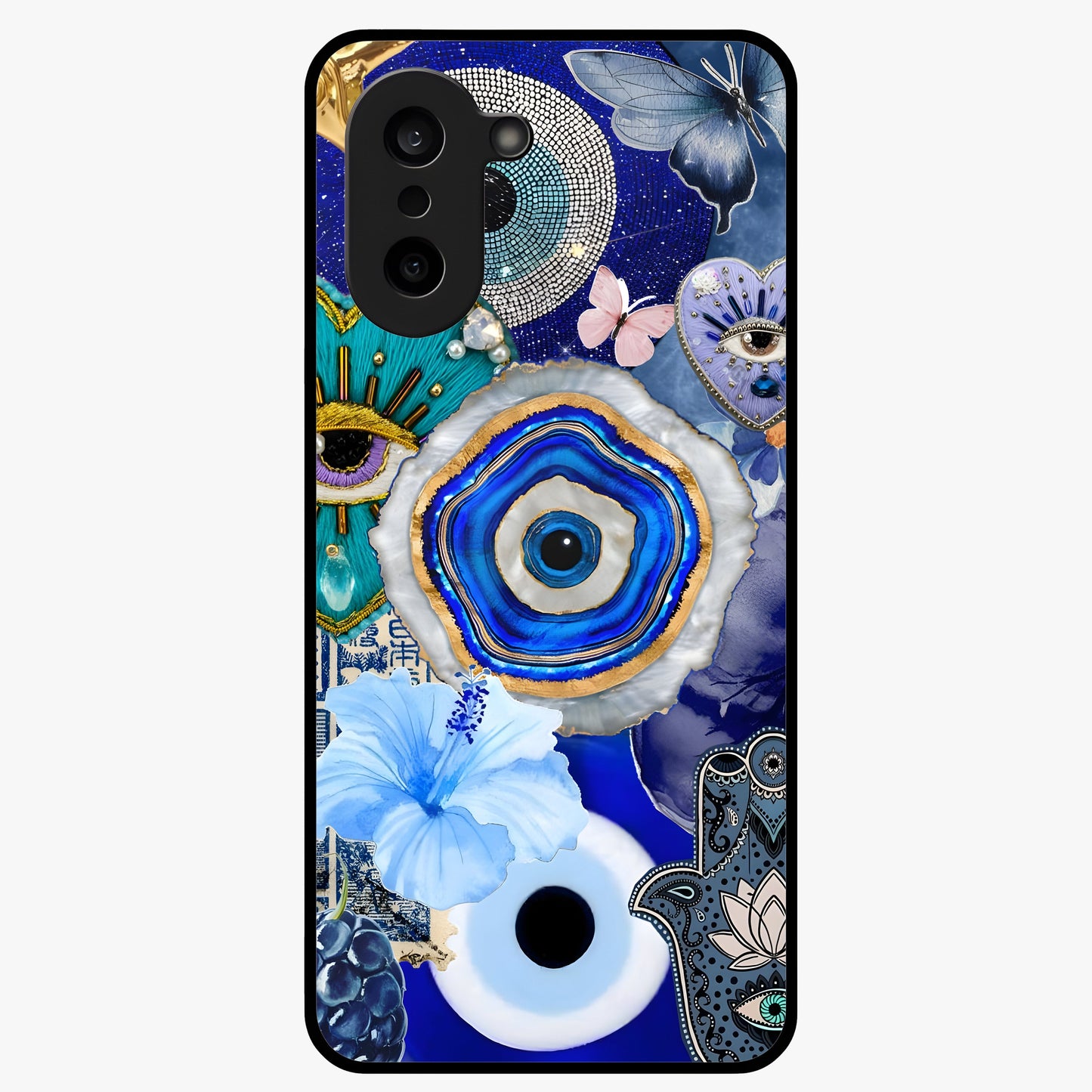Crimson Evil Eye Charm Glass Case for 1+Nord CE 5 bold front view featuring protective evil eye artwork in deep red tones