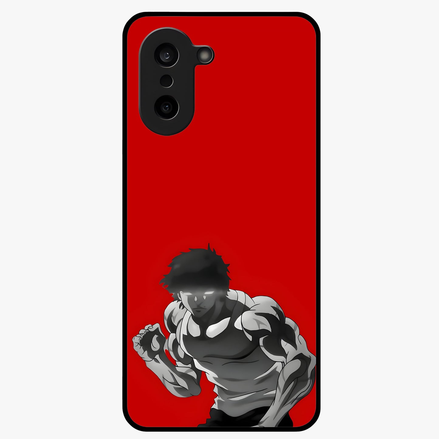 Crimson Power Rush Glass Case for 1+Nord CE 5 bold front view featuring dynamic red abstract motion artwork