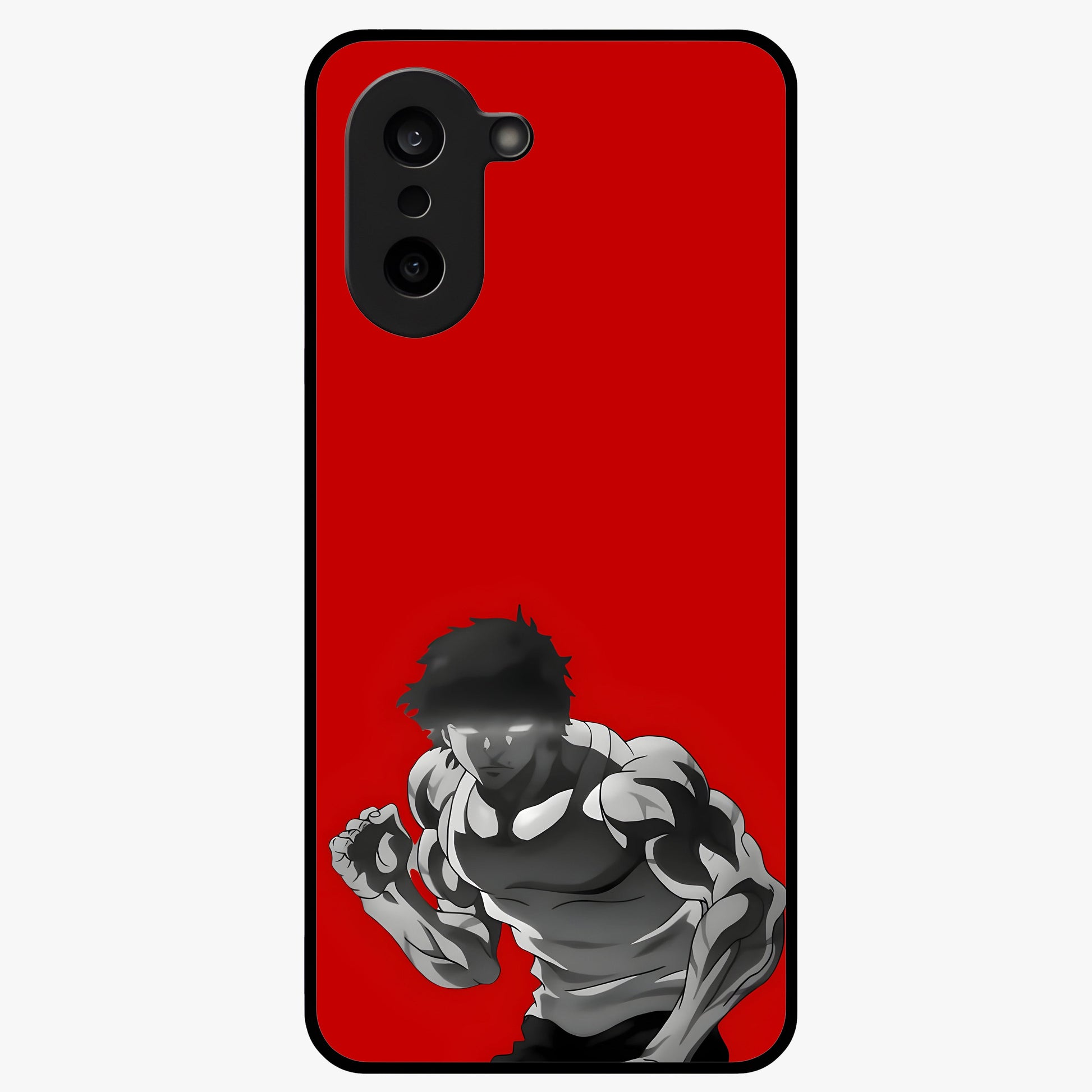 Crimson Power Rush Glass Case for 1+Nord CE 5 bold front view featuring dynamic red abstract motion artwork