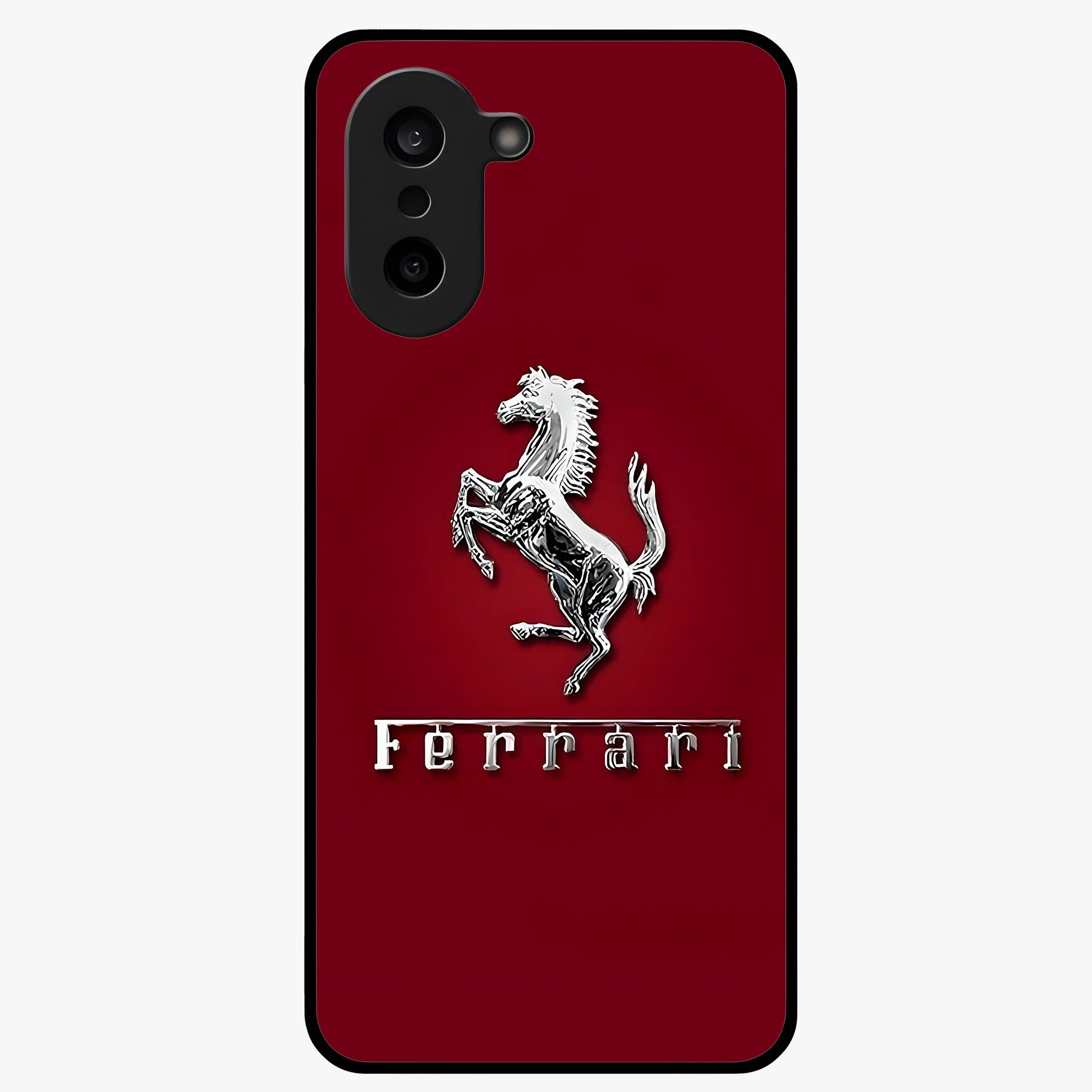 Crimson Stallion Prestige Glass Case for 1+Nord CE 5 powerful front view featuring majestic stallion artwork in crimson tones