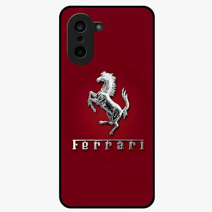 Crimson Stallion Prestige Glass Case for 1+Nord CE 5 powerful front view featuring majestic stallion artwork in crimson tones