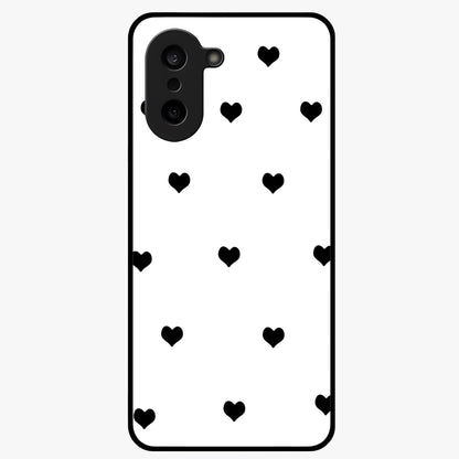 Cute Simple White Hearts Glass Case for 1+Nord CE 5 powerful front view featuring dark ascension themed artwork