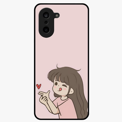 Cute Kiss Heart Glass Case for 1+Nord CE 5 sweet front view featuring romantic kiss and heart inspired artwork