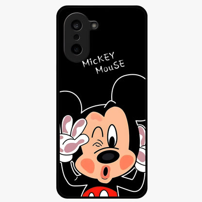 Cute Mickey Love Glass Case for 1+Nord CE 5 adorable front view featuring playful cartoon love themed artwork