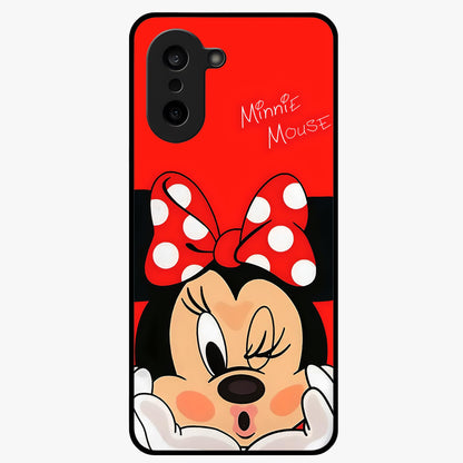 Cute Minnie Love Glass Case for 1+Nord CE 5 adorable front view featuring playful cartoon love themed artwork