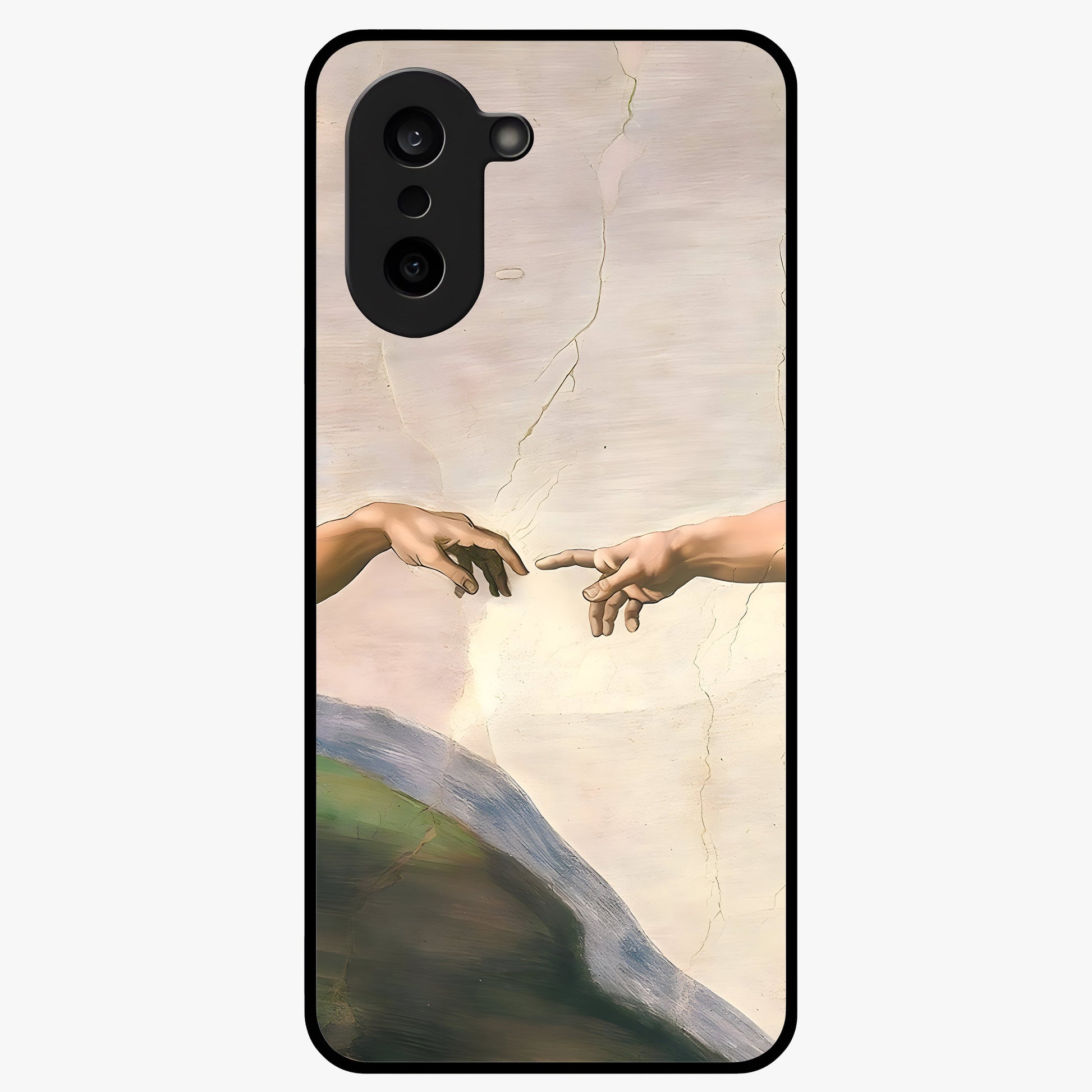 Divine Touch Art Glass Case for 1+Nord CE 5 artistic front view featuring expressive spiritual inspired artwork