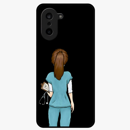 Doctor Pattern Custom Name Glass Case for 1+Nord CE 5 professional front view featuring medical themed artwork with personalized name design