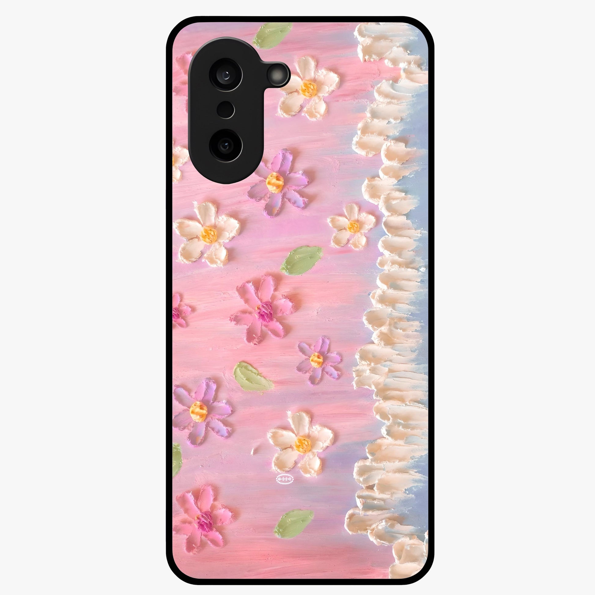 Dreamy Painted Garden Glass Case for 1+Nord CE 5 artistic front view featuring hand painted floral garden artwork