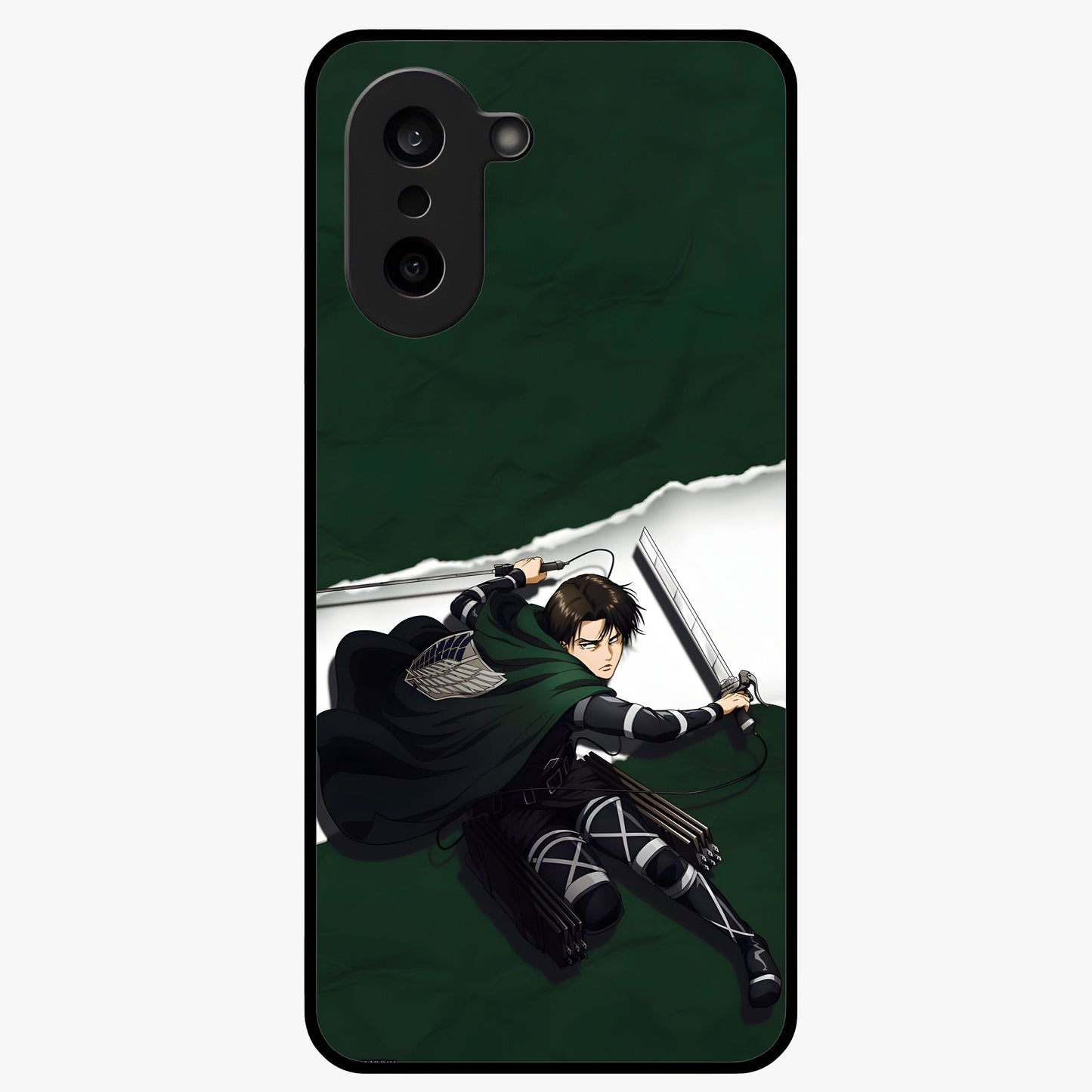 Emerald War Vanguard Glass Case for 1+Nord CE 5 striking front view featuring warrior inspired artwork in emerald tones