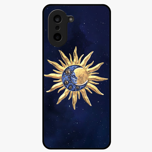 Eternal Cosmic Balance Glass Case for 1+Nord CE 5 artistic front view featuring symmetrical cosmic artwork