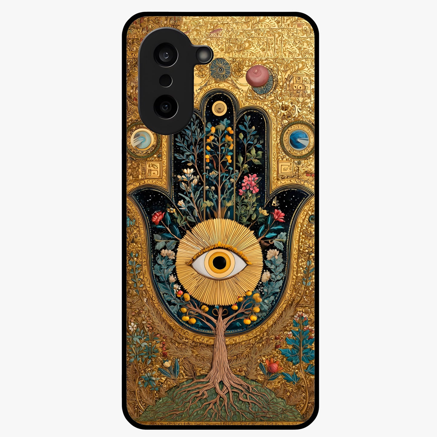 Ethereal Evil Eye Glass Case for 1+Nord CE 5 mystical front view featuring soft glowing evil eye artwork