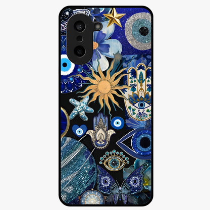 Evil Eye Charm Mix Glass Case for 1+Nord CE 5 vibrant front view featuring multiple evil eye charm artwork