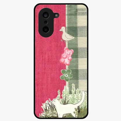 Fabric Patterns Glass Case for 1+Nord CE 5 stylish front view featuring textile inspired pattern artwork