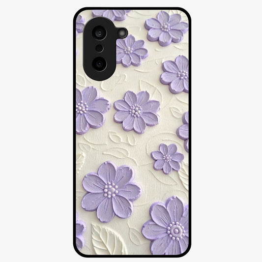 Floral Wall Art With Purple Flowers Glass Case for 1+Nord CE 5 stylish front view featuring purple floral artwork