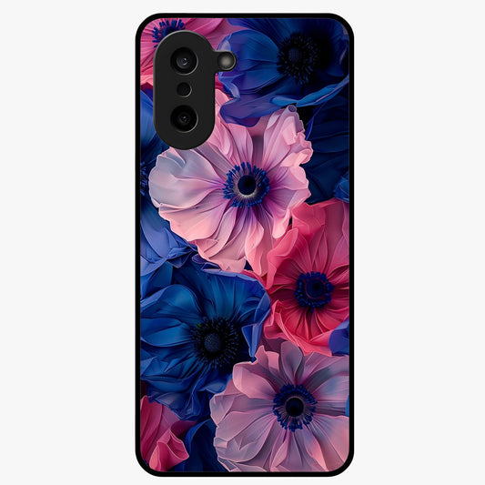 Flower Paper Art Pattern Glass Case for 1+Nord CE 5 creative front view featuring layered paper style floral artwork