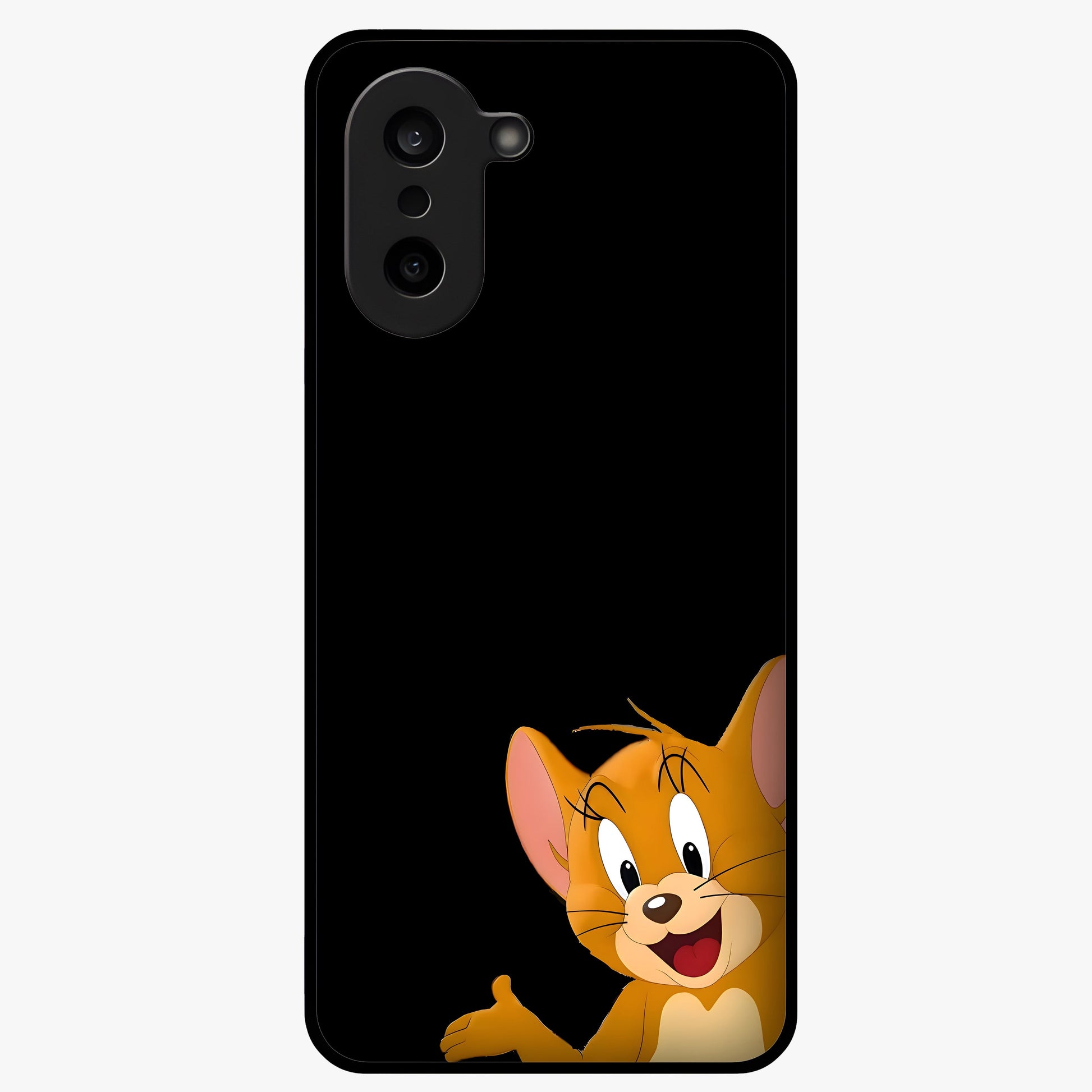Forever Chasing Love Jerry Glass Case for 1+Nord CE 5 adorable front view featuring playful cartoon love artwork