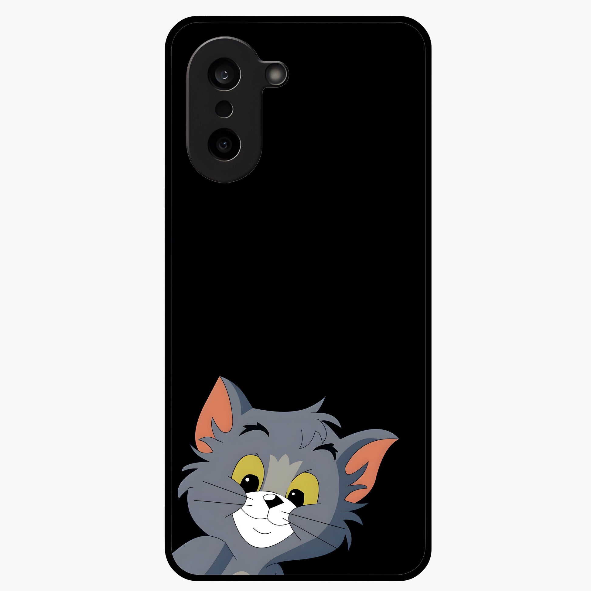 Forever Chasing Love Tom Glass Case for 1+Nord CE 5 charming front view featuring animated love themed character artwork