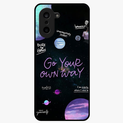 Galactic Vibes Universe Glass Case for 1+Nord CE 5 vibrant front view featuring universe inspired artistic artwork