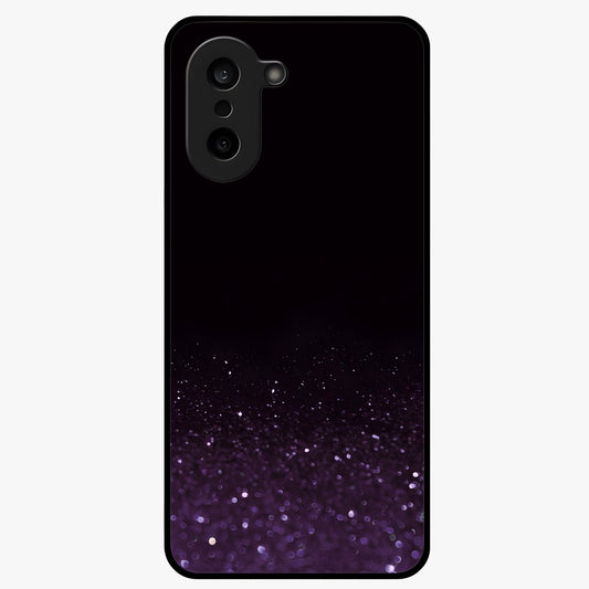 Glittery Purple Bokeh Glass Case for 1+Nord CE 5 vibrant front view featuring sparkling purple bokeh artwork